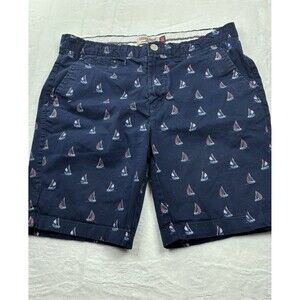 Hudson & Barrow NYC Men’s Sailboat AOP Chino Shorts 32 Nautical Preppy Stretch